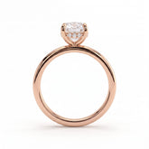 Elongated Cushion lab-grown diamond solitaire engagement ring in 18K (750) rose gold, side profile 