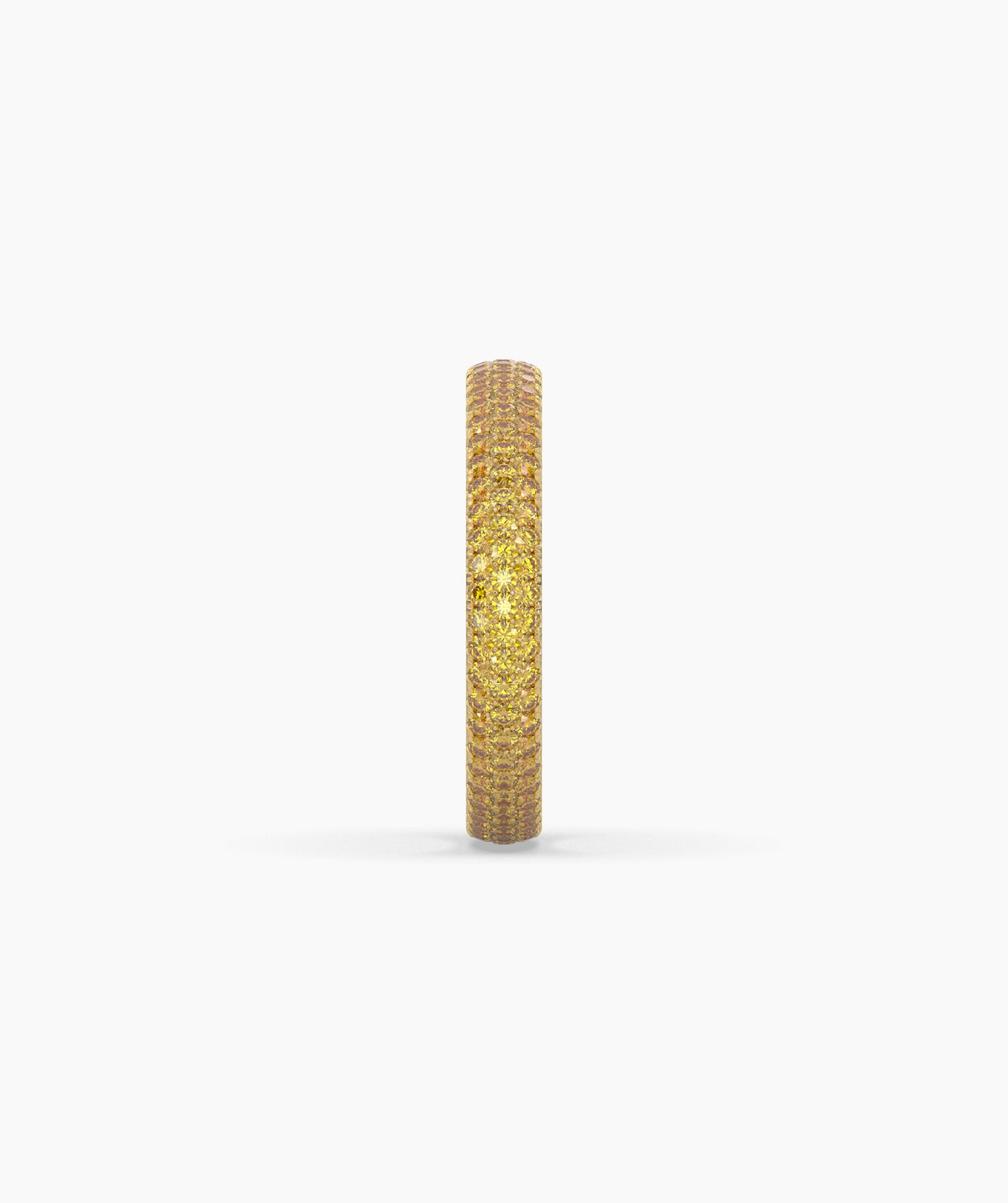Ariane yellow gemstone pavé eternity ring in 750 yellow gold, side profile view 