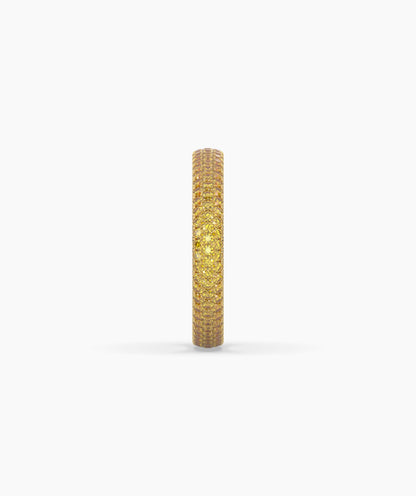 Ariane yellow gemstone pavé eternity ring in 750 yellow gold, side profile view 