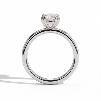 Elongated Cushion lab-grown diamond solitaire engagement ring in 14K (585) white gold, side profile 