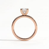 Elongated Cushion lab-grown diamond solitaire engagement ring in 14K (585) rose gold, side profile 