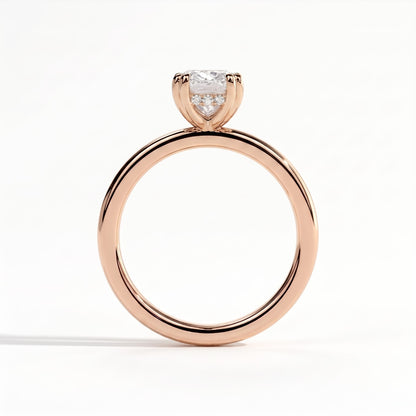 Elongated Cushion lab-grown diamond solitaire engagement ring in 14K (585) rose gold, side profile 