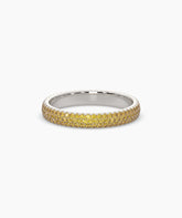Ariane yellow gemstone pavé eternity ring in 585 white gold, front view 