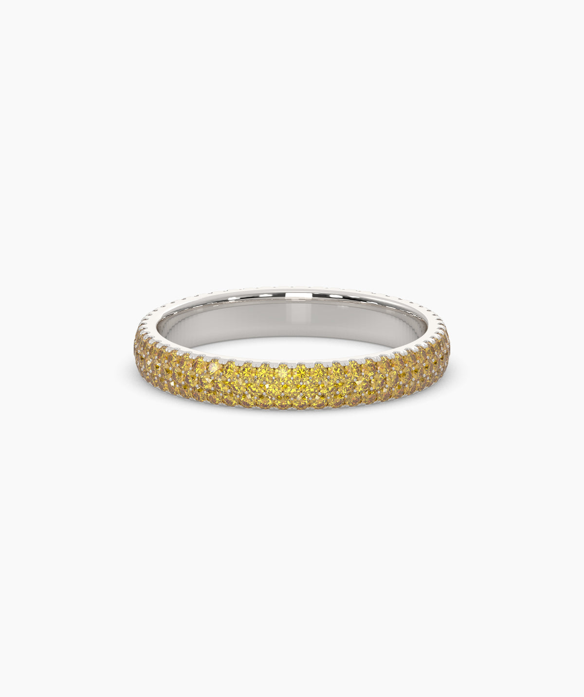 Ariane yellow gemstone pavé eternity ring in 585 white gold, front view 