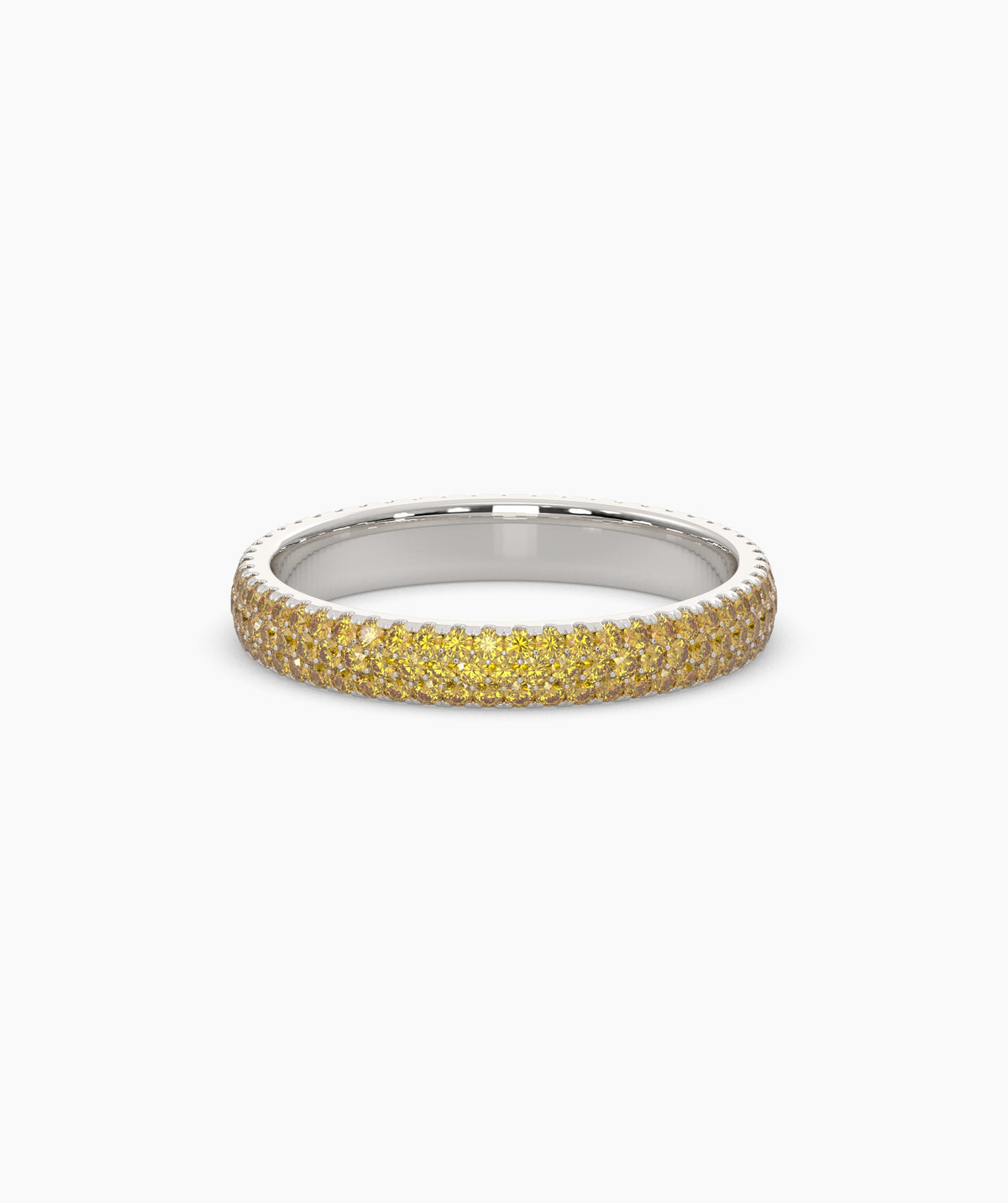 Ariane yellow gemstone pavé eternity ring in 750 white gold, front view 