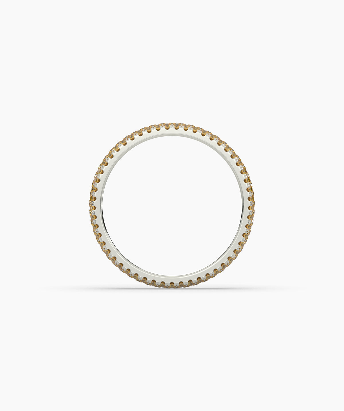 Ariane yellow gemstone pavé eternity ring in 585 white gold, top view 