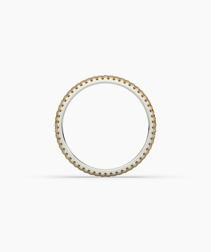 Ariane yellow gemstone pavé eternity ring in 585 white gold, top view 