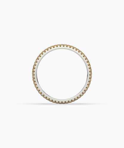 Ariane yellow gemstone pavé eternity ring in 750 white gold, top view 