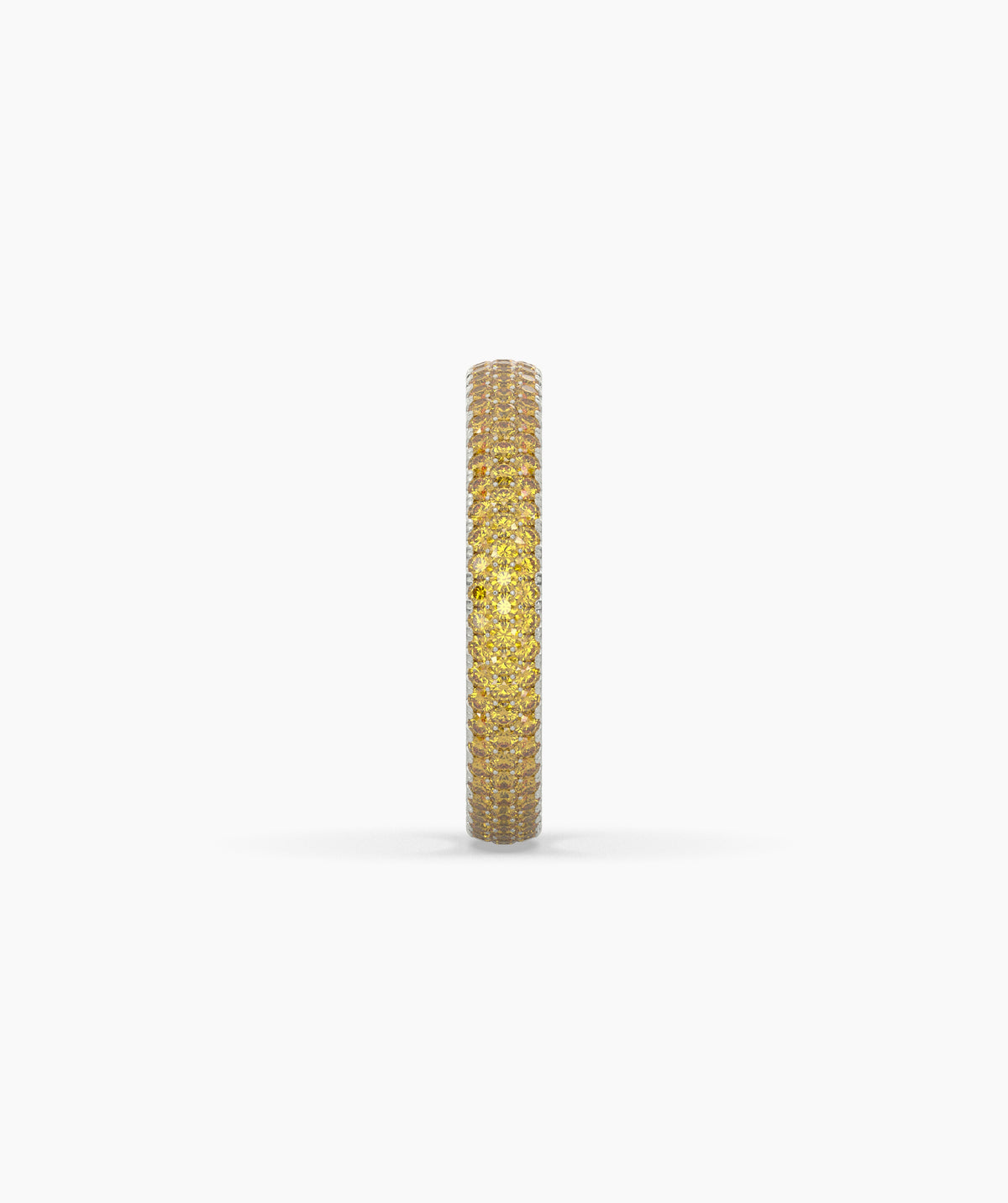 Ariane yellow gemstone pavé eternity ring in 585 white gold, side profile view 