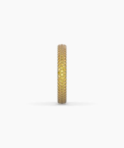 Ariane yellow gemstone pavé eternity ring in 585 white gold, side profile view 