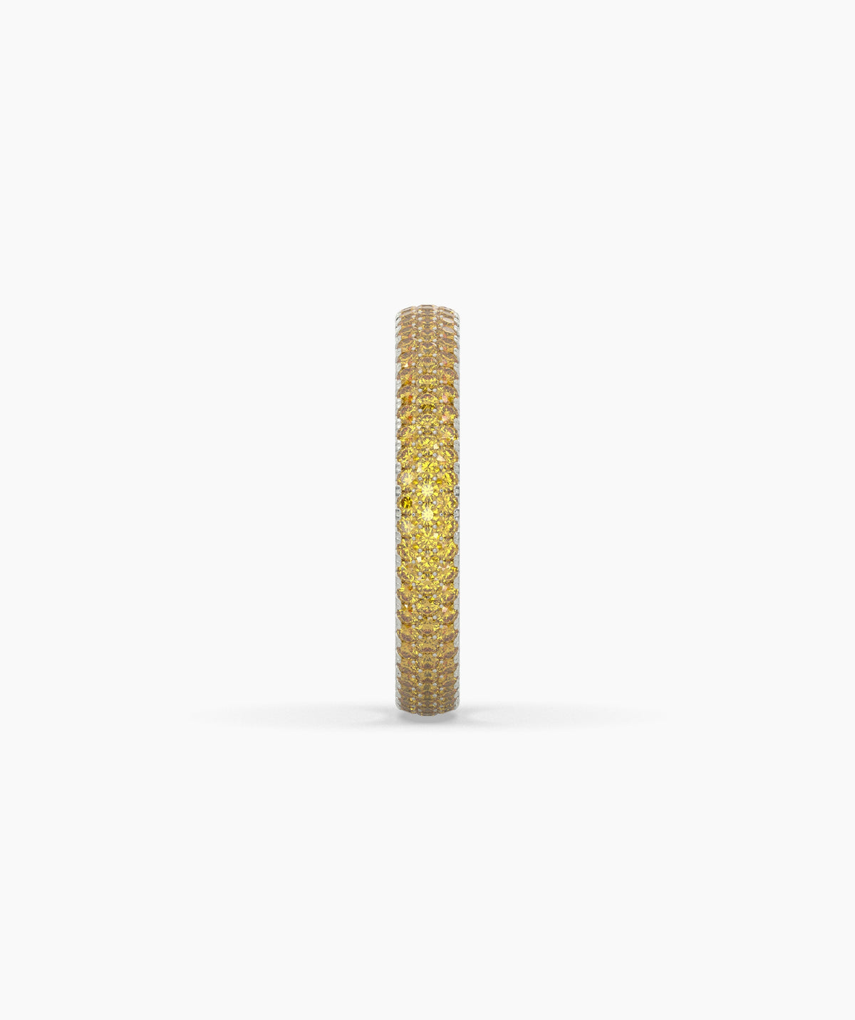 Ariane yellow gemstone pavé eternity ring in 950 platinum, side profile view 