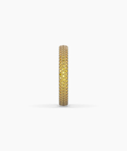 Ariane yellow gemstone pavé eternity ring in 950 platinum, side profile view 