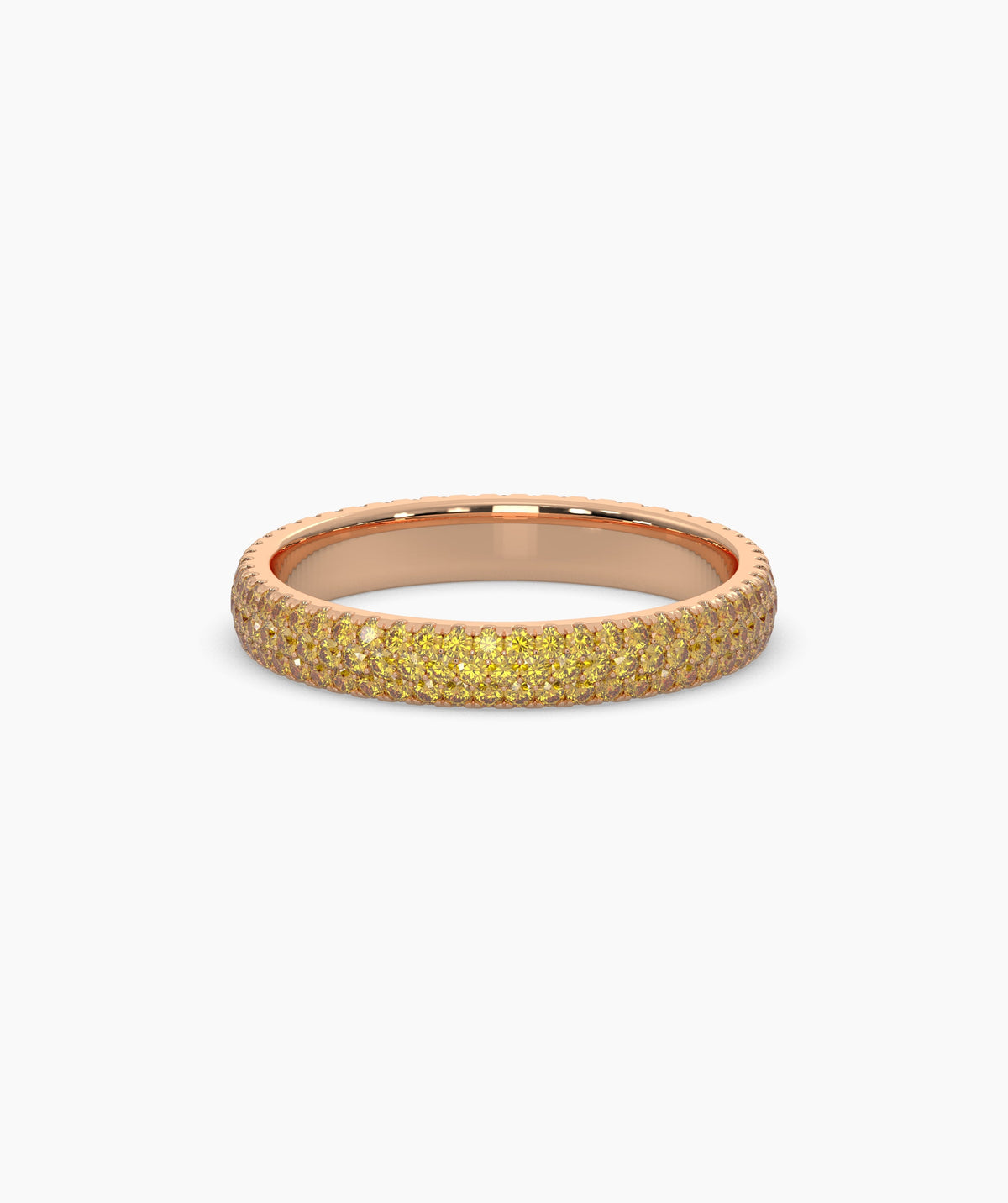 Ariane yellow gemstone pavé eternity ring in 750 rose gold, front view 