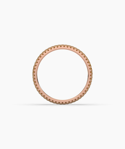 Ariane yellow gemstone pavé eternity ring in 585 rose gold, top view 