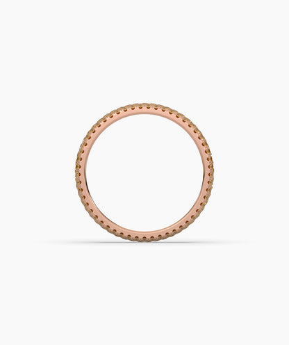 Ariane yellow gemstone pavé eternity ring in 750 rose gold, top view 