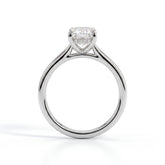 Elongated Cushion lab-grown diamond halo engagement ring in 14K (585) white gold, side profile 