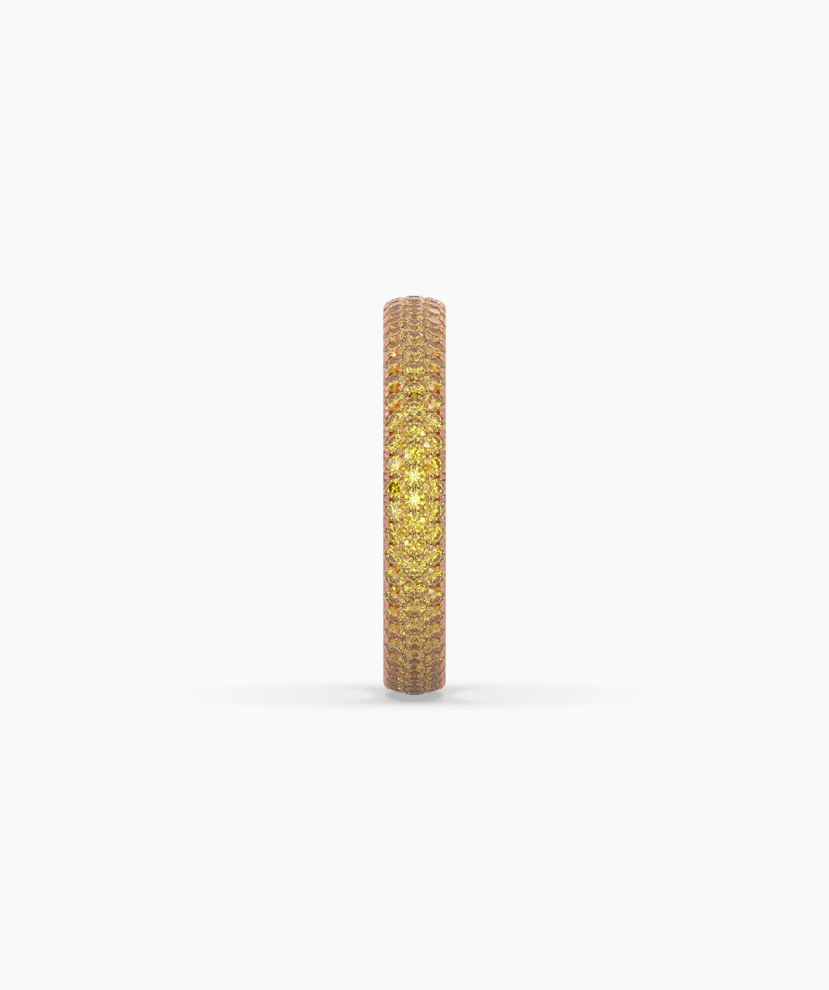 Ariane yellow gemstone pavé eternity ring in 750 rose gold, side profile view 