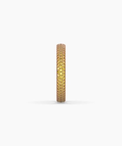 Ariane yellow gemstone pavé eternity ring in 750 rose gold, side profile view 
