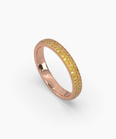 Ariane yellow gemstone pavé eternity ring in 585 rose gold, angled view 