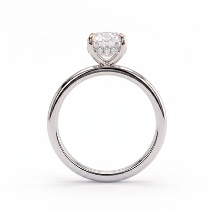 Elongated Cushion lab-grown diamond solitaire engagement ring in 950 platinum, side profile 