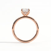 Elongated Cushion lab-grown diamond solitaire engagement ring in 18K (750) rose gold, side profile 