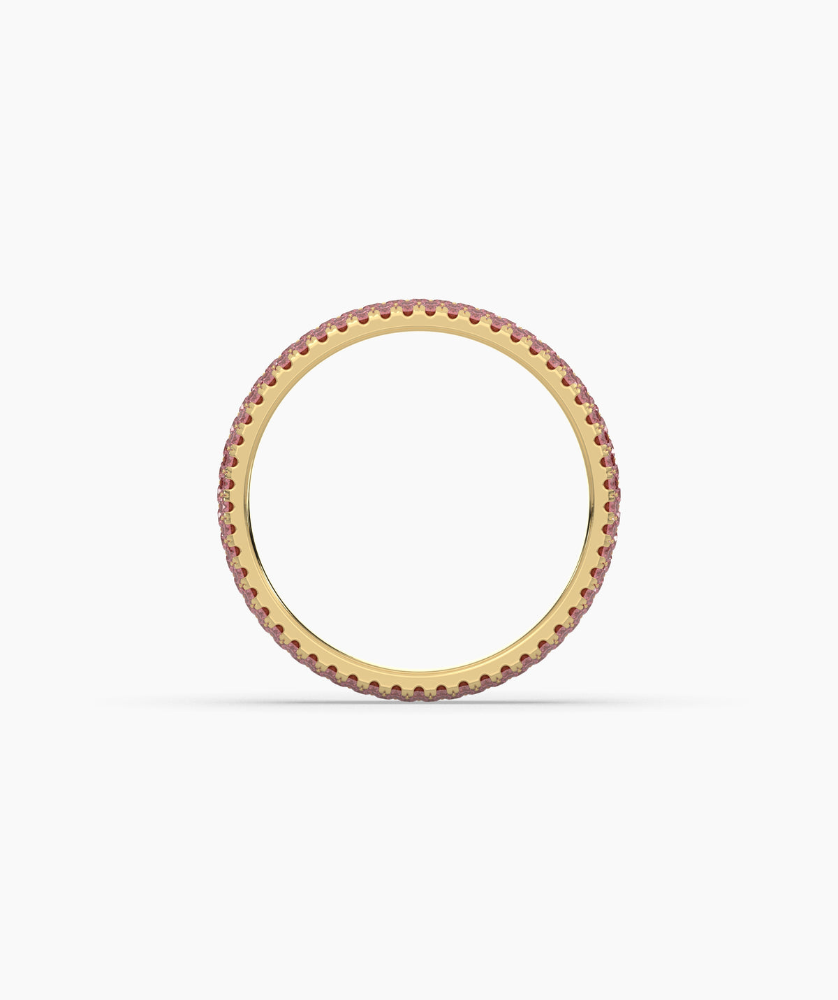 Felia pink gemstone pavé eternity ring in 585 yellow gold, top view 
