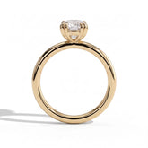 Elongated Cushion lab-grown diamond solitaire engagement ring in 18K (750) yellow gold, side profile 
