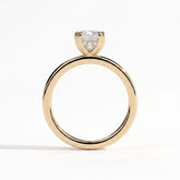 Elongated Cushion lab-grown diamond solitaire engagement ring in 18K (750) yellow gold, side profile 