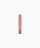 Felia pink gemstone pavé eternity ring in 585 yellow gold, side profile view 