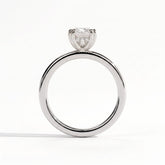 Elongated Cushion lab-grown diamond solitaire engagement ring in 18K (750) white gold, side profile 