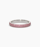 Felia pink gemstone pavé eternity ring in 750 white gold, front view 