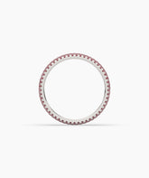 Felia pink gemstone pavé eternity ring in 750 white gold, top view 