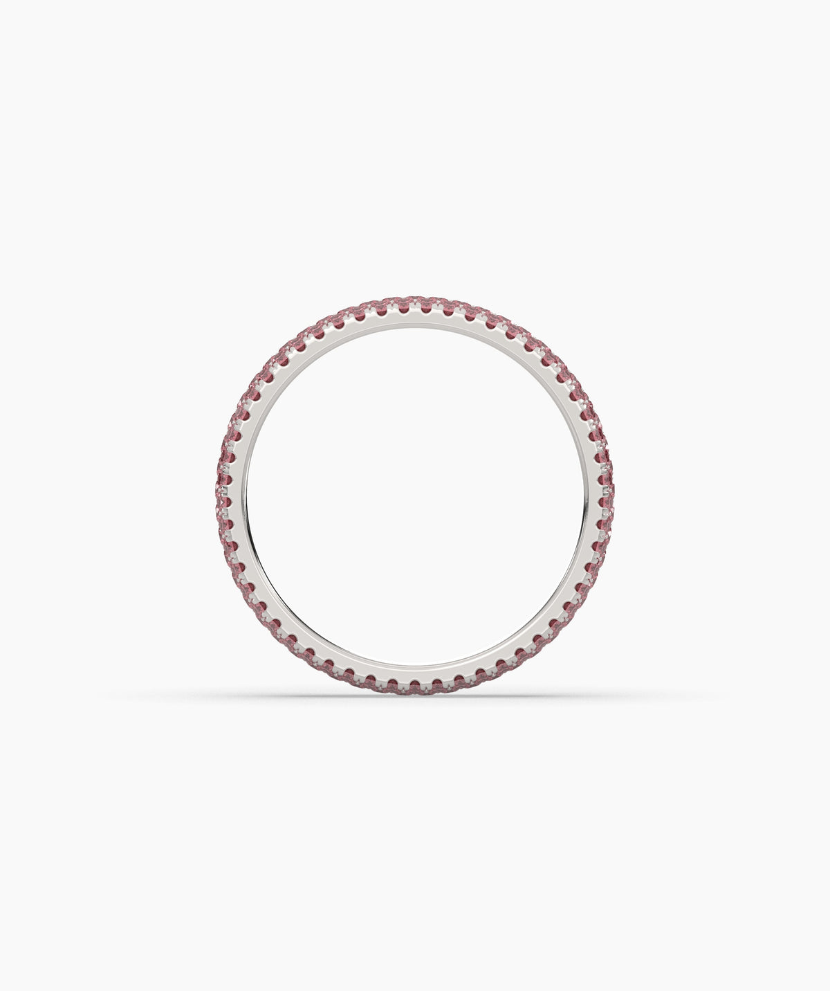 Felia pink gemstone pavé eternity ring in 950 platinum, top view 