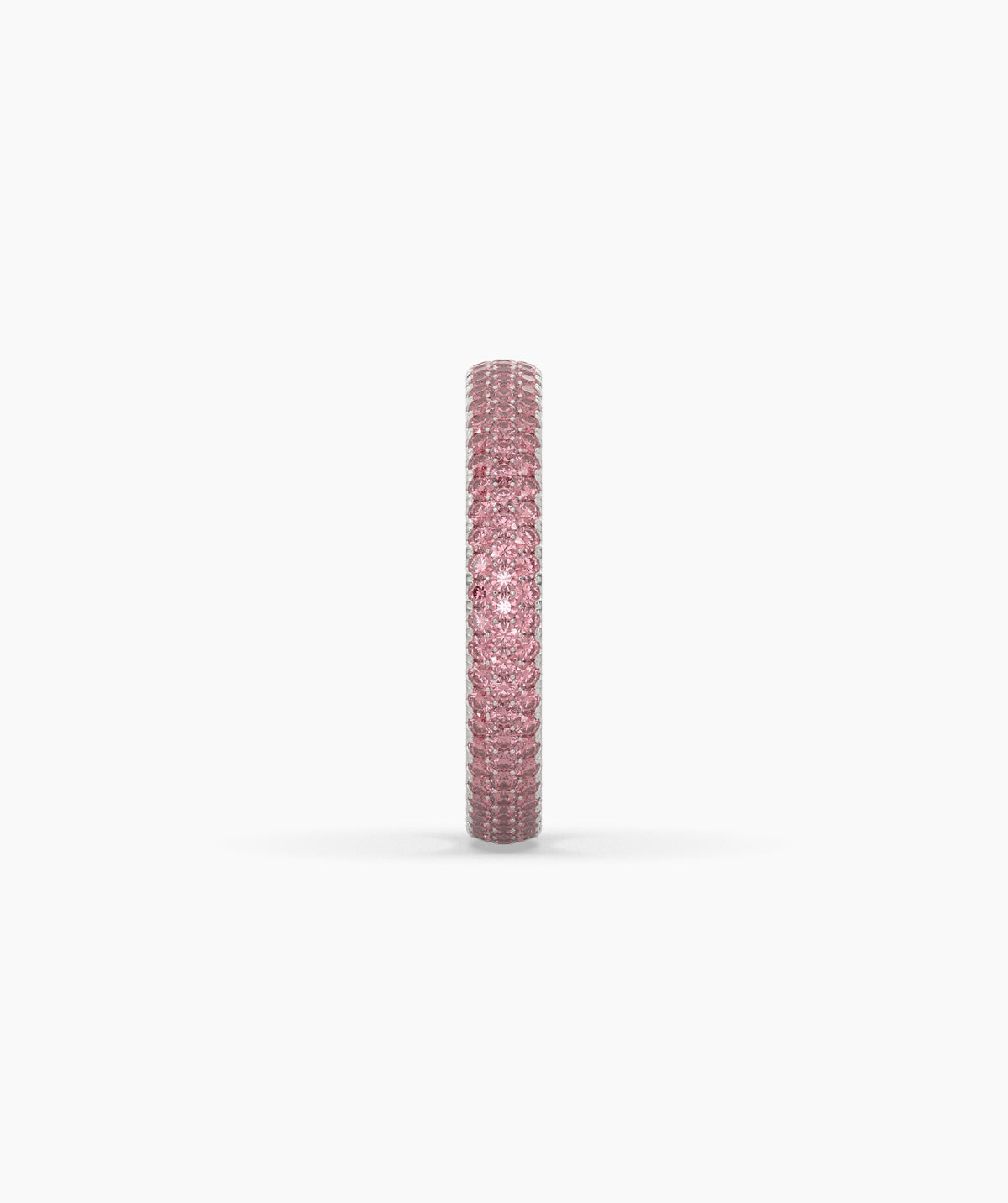 Felia pink gemstone pavé eternity ring in 585 white gold, side profile view 