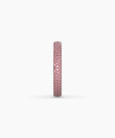 Felia pink gemstone pavé eternity ring in 585 white gold, side profile view 