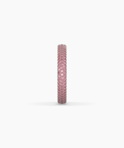 Felia pink gemstone pavé eternity ring in 585 white gold, side profile view 