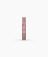 Felia pink gemstone pavé eternity ring in 750 white gold, side profile view 