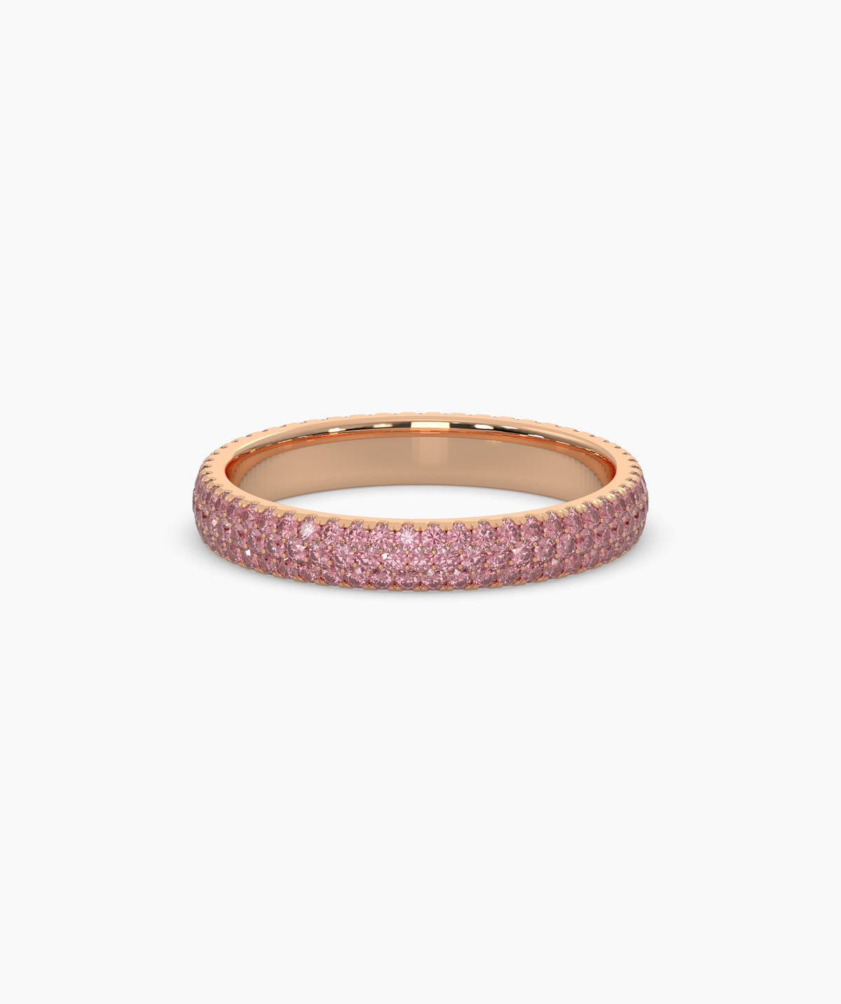 Felia pink gemstone pavé eternity ring in 585 rose gold, front view 