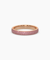 Felia pink gemstone pavé eternity ring in 585 rose gold, front view 