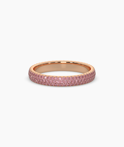 Felia pink gemstone pavé eternity ring in 585 rose gold, front view 
