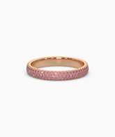 Felia pink gemstone pavé eternity ring in 750 rose gold, front view 