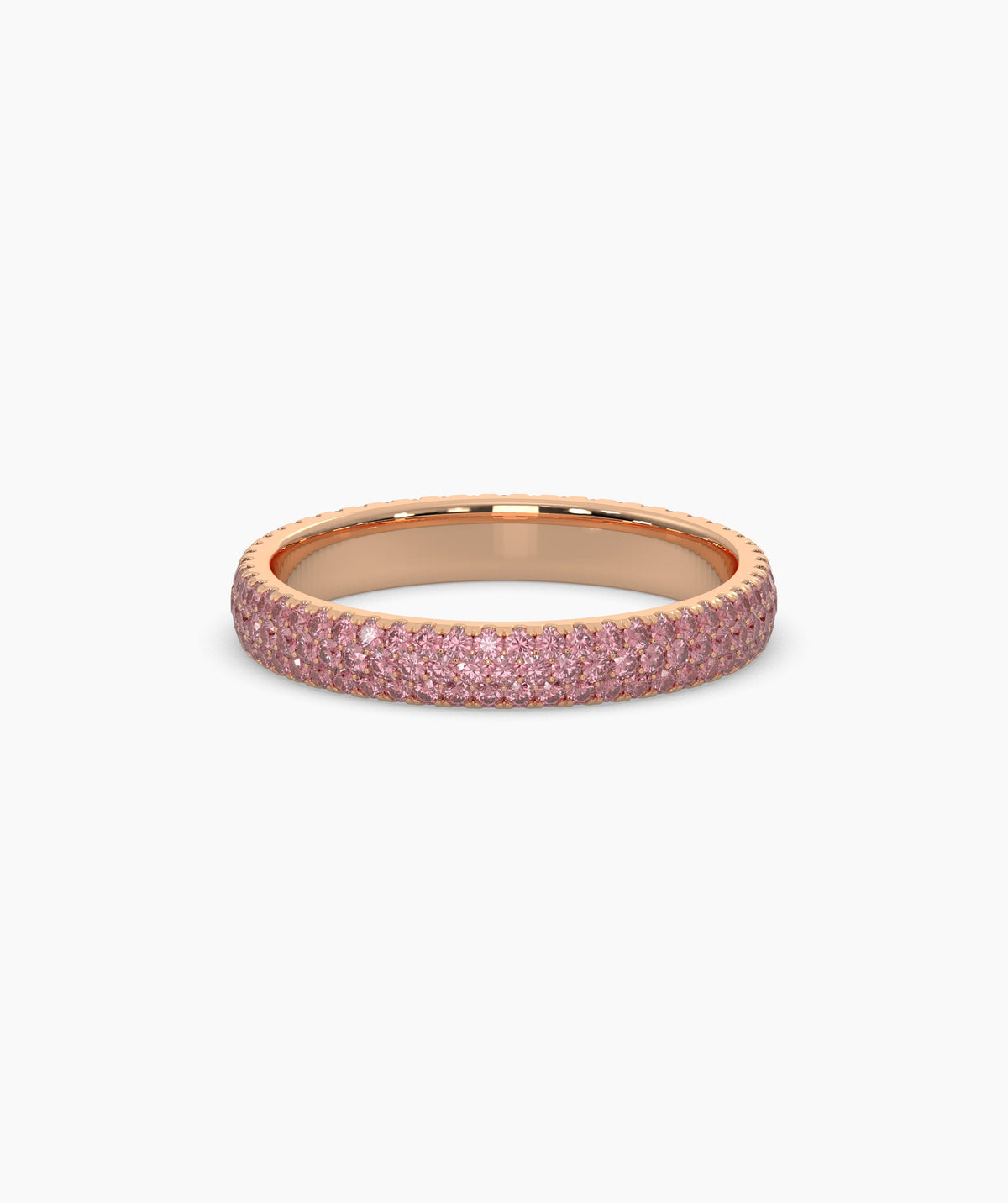 Felia pink gemstone pavé eternity ring in 750 rose gold, front view 