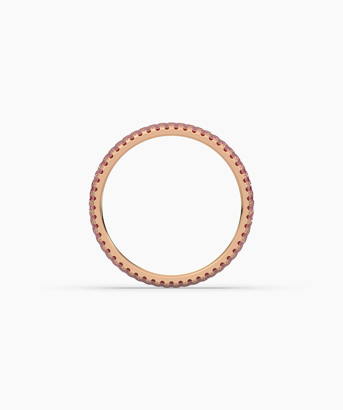 Felia pink gemstone pavé eternity ring in 585 rose gold, side profile view 