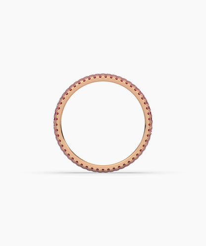 Felia pink gemstone pavé eternity ring in 585 rose gold, side profile view 