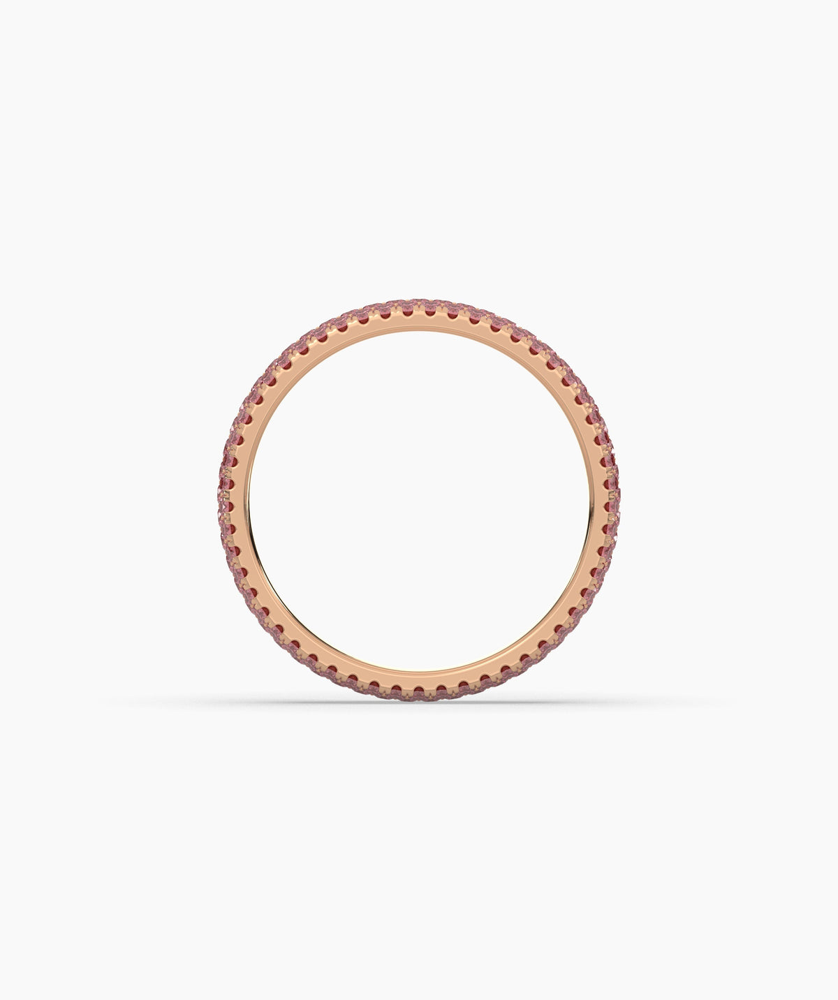 Felia pink gemstone pavé eternity ring in 750 rose gold, side profile view 