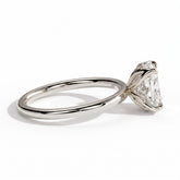 Elongated Cushion lab-grown diamond solitaire engagement ring in 950 platinum, detail view 