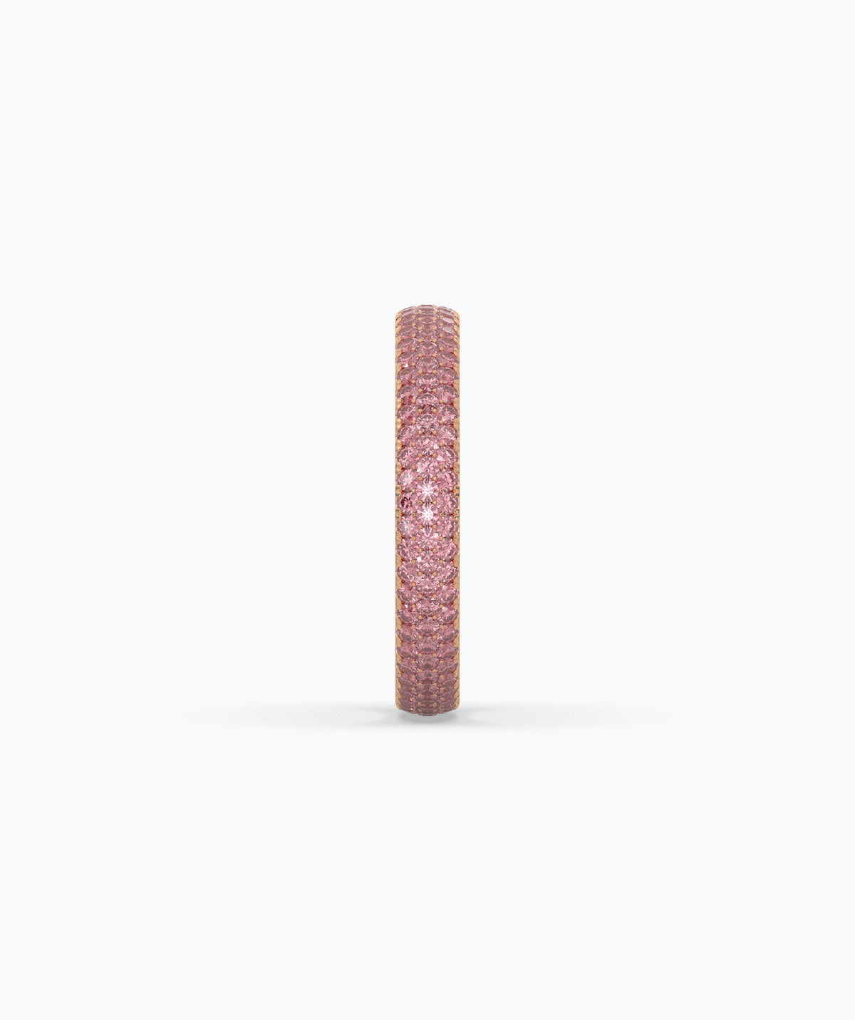 Felia pink gemstone pavé eternity ring in 585 rose gold, angled view 