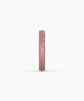 Felia pink gemstone pavé eternity ring in 585 rose gold, angled view 