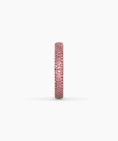 Felia pink gemstone pavé eternity ring in 585 rose gold, angled view 