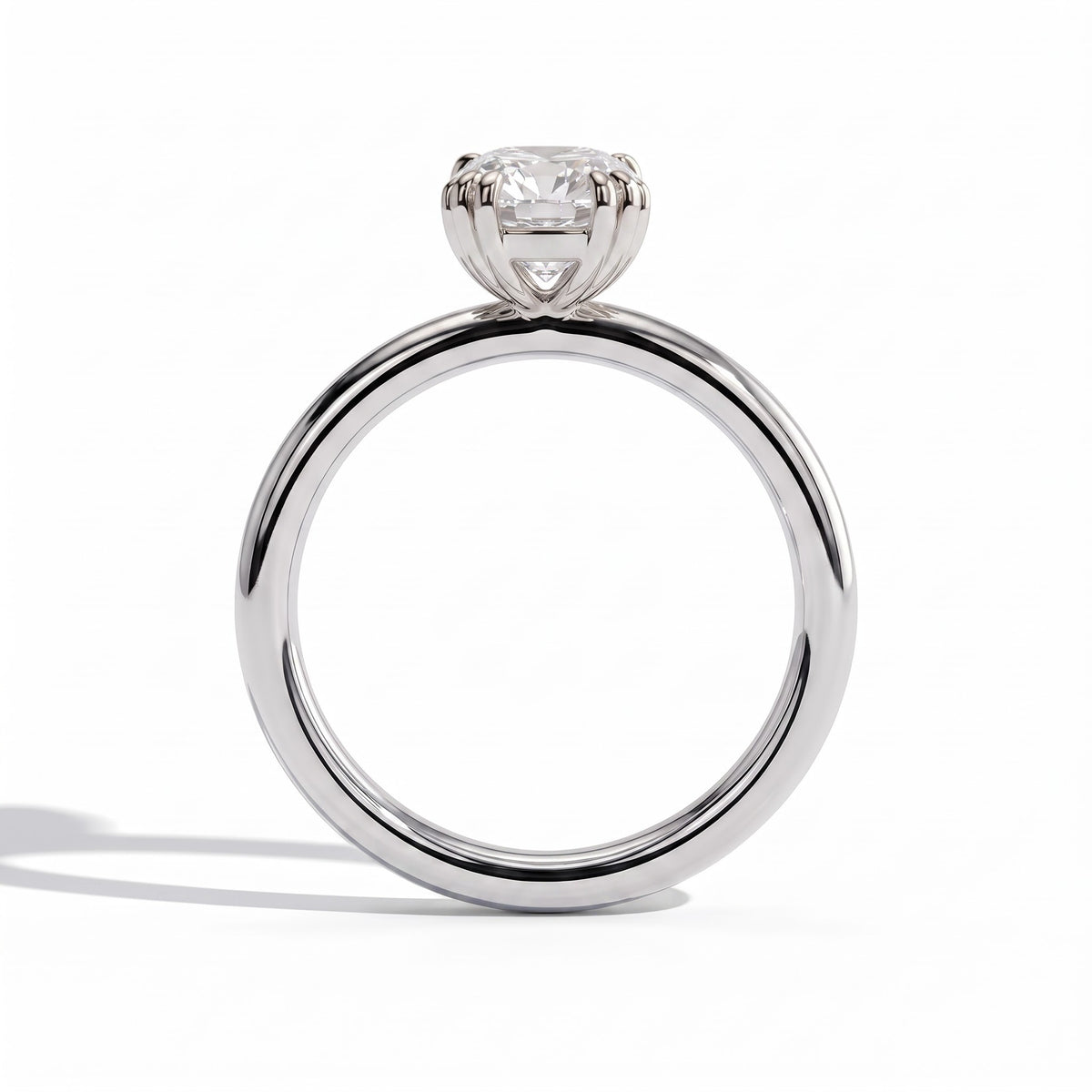 Elongated Cushion lab-grown diamond solitaire engagement ring in 950 platinum, side profile 